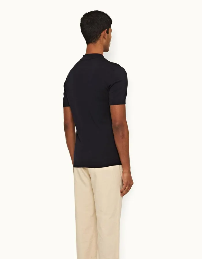 Men Orlebar Brown Polo Shirts Lingmell Silk Night Iris