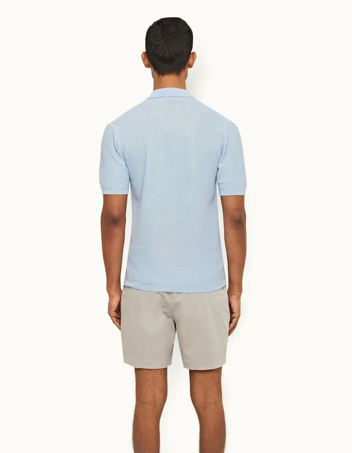 Men Orlebar Brown Polo Shirts Maranon Ice Blue