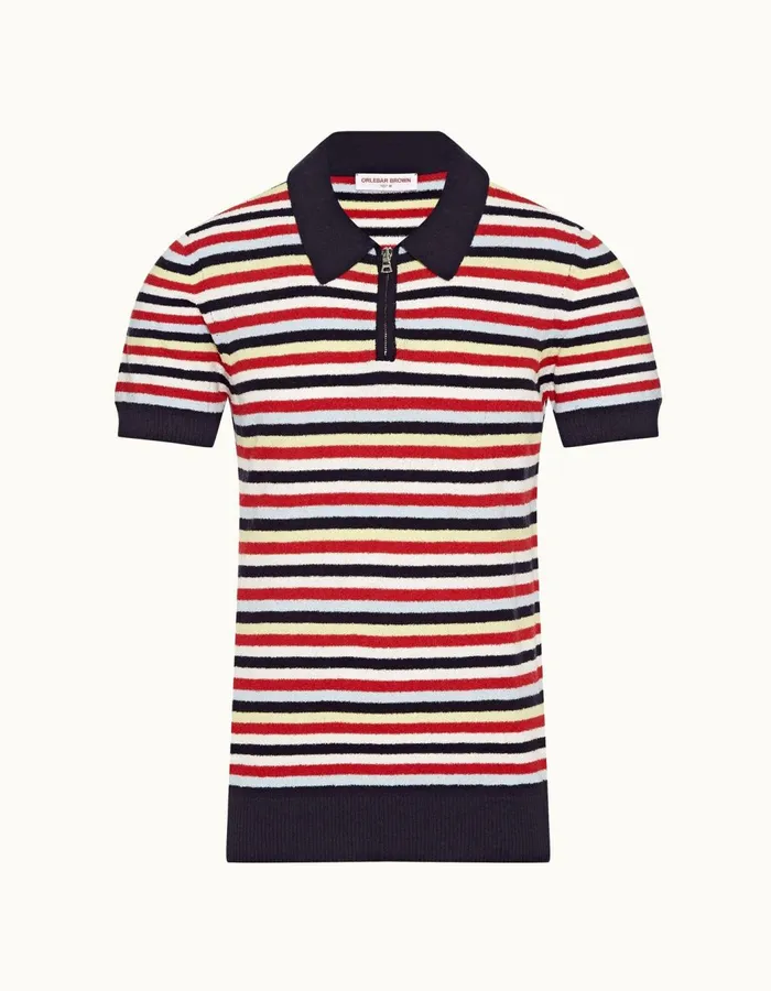 Men Orlebar Brown Polo Shirts Mina Towelling Multi