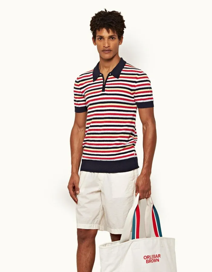 Men Orlebar Brown Polo Shirts Mina Towelling Multi