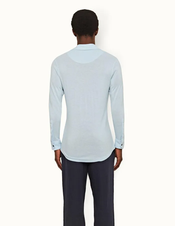 Men Orlebar Brown Polo Shirts Sebastian Cashmere Light Blue