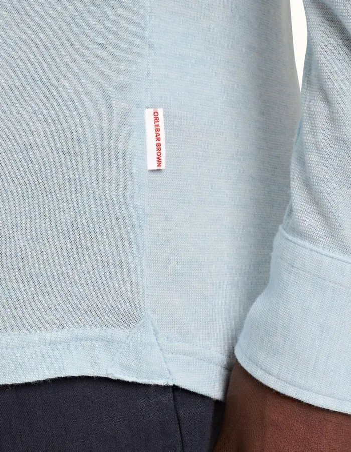 Men Orlebar Brown Polo Shirts Sebastian Cashmere Light Blue