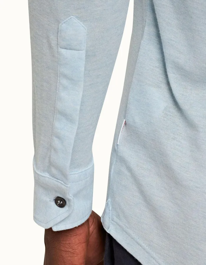 Men Orlebar Brown Polo Shirts Sebastian Cashmere Light Blue