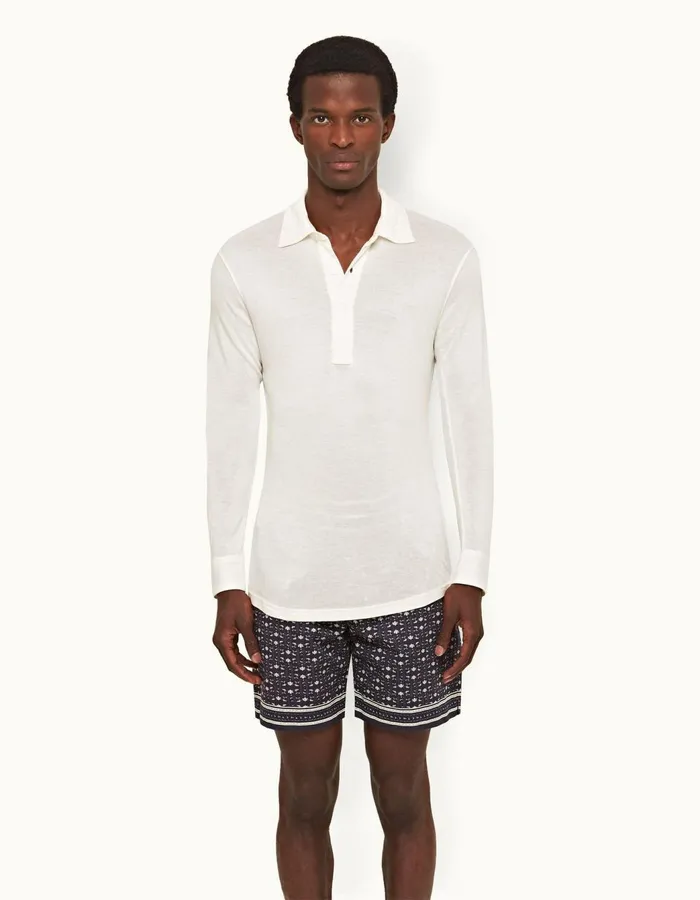 Men Orlebar Brown Polo Shirts Sebastian Cashmere Sea Mist