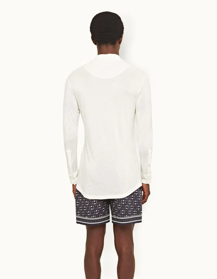 Men Orlebar Brown Polo Shirts Sebastian Cashmere Sea Mist
