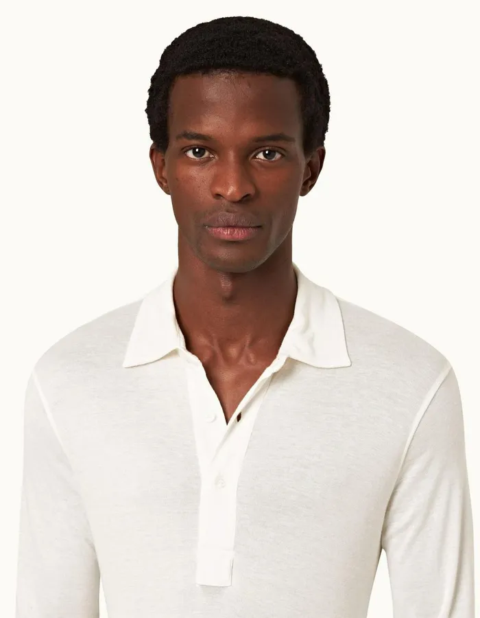 Men Orlebar Brown Polo Shirts Sebastian Cashmere Sea Mist