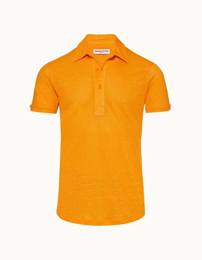 Men Orlebar Brown Polo Shirts Sebastian Linen Beacon