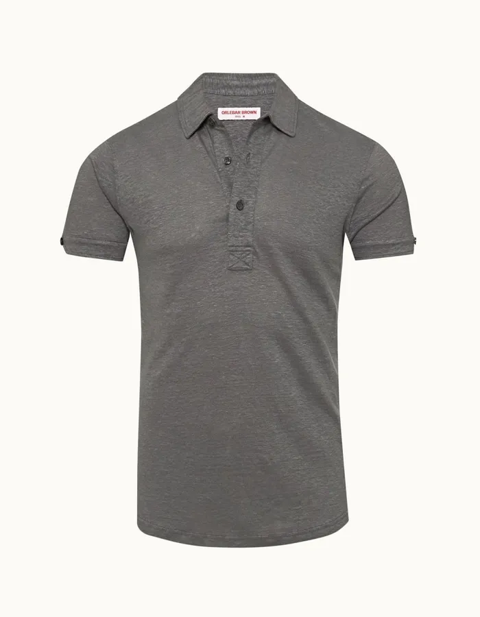 Men Orlebar Brown Polo Shirts Sebastian Linen Granite