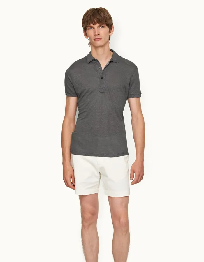 Men Orlebar Brown Polo Shirts Sebastian Linen Granite