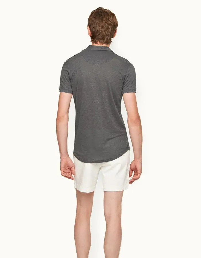 Men Orlebar Brown Polo Shirts Sebastian Linen Granite