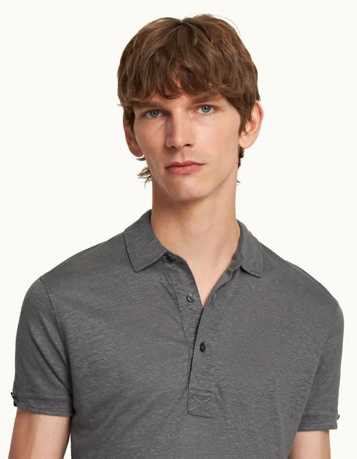 Men Orlebar Brown Polo Shirts Sebastian Linen Granite
