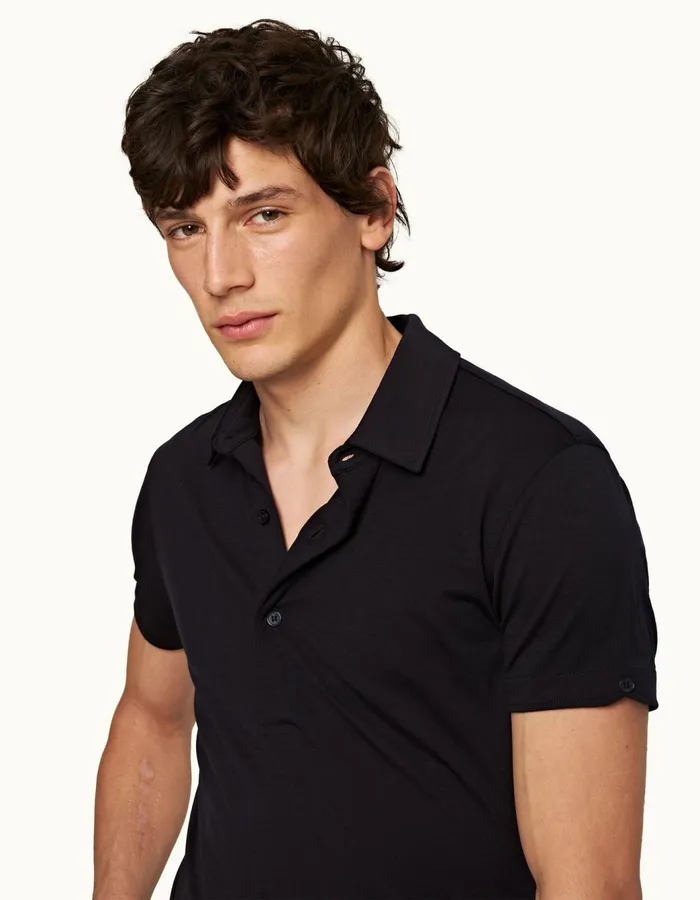Men Orlebar Brown Polo Shirts Sebastian Merino Night Iris
