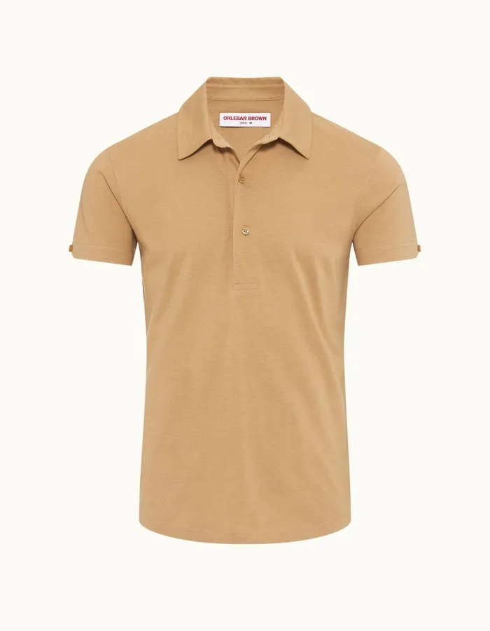 Men Orlebar Brown Polo Shirts Sebastian Silk Biscuit
