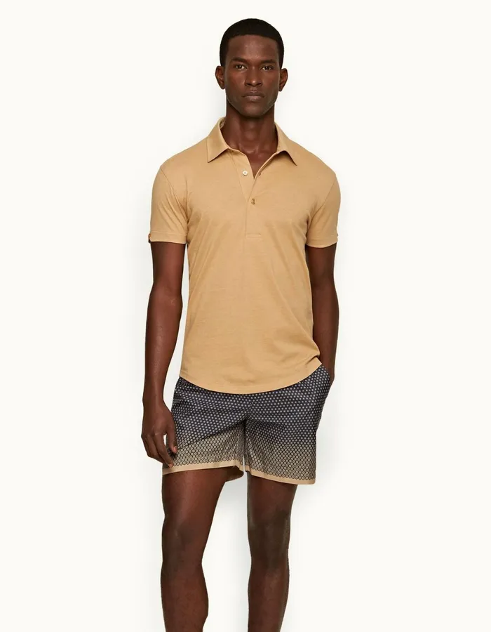 Men Orlebar Brown Polo Shirts Sebastian Silk Biscuit