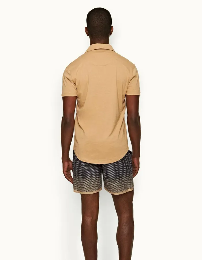 Men Orlebar Brown Polo Shirts Sebastian Silk Biscuit
