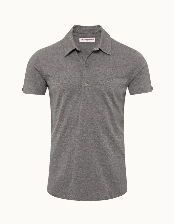 Men Orlebar Brown Polo Shirts Sebastian Silk Cinder