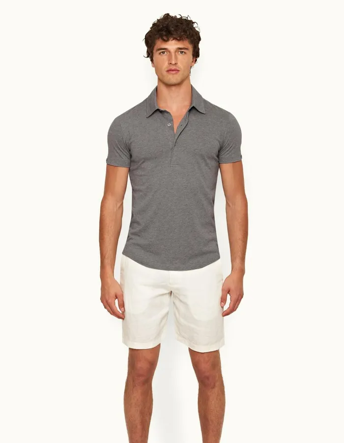Men Orlebar Brown Polo Shirts Sebastian Silk Cinder