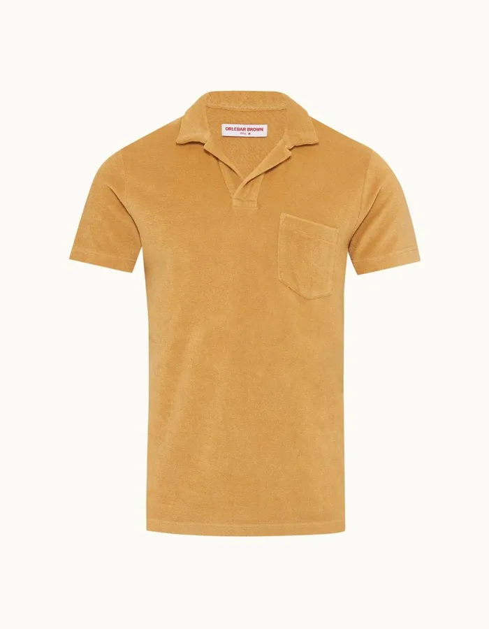 Men Orlebar Brown Polo Shirts Terry Towelling Biscuit