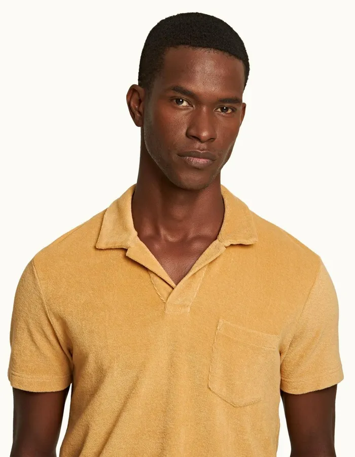 Men Orlebar Brown Polo Shirts Terry Towelling Biscuit