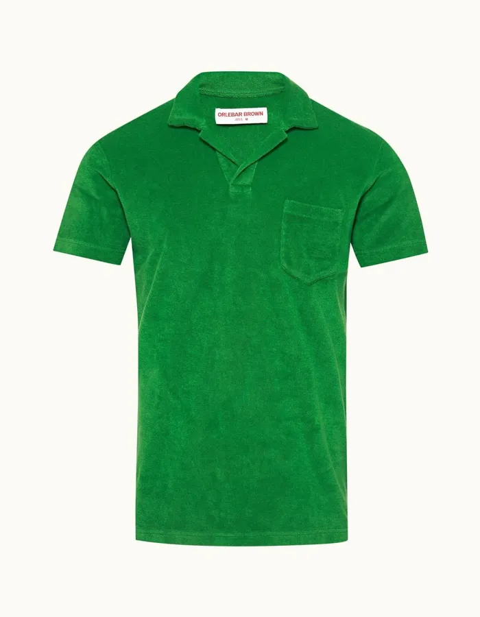 Men Orlebar Brown Polo Shirts Terry Towelling Coastal Garden