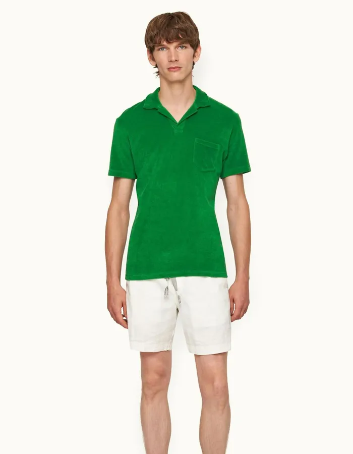 Men Orlebar Brown Polo Shirts Terry Towelling Coastal Garden