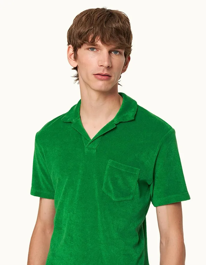 Men Orlebar Brown Polo Shirts Terry Towelling Coastal Garden