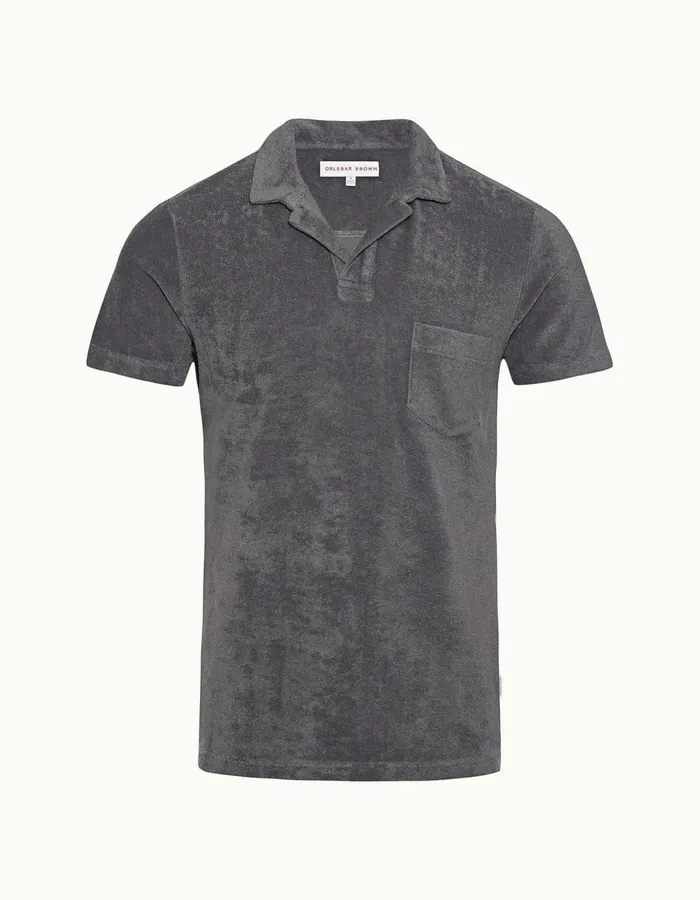 Men Orlebar Brown Polo Shirts Terry Towelling Granite