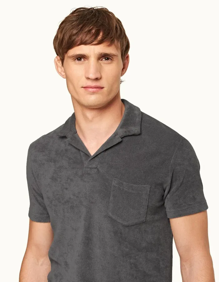 Men Orlebar Brown Polo Shirts Terry Towelling Granite