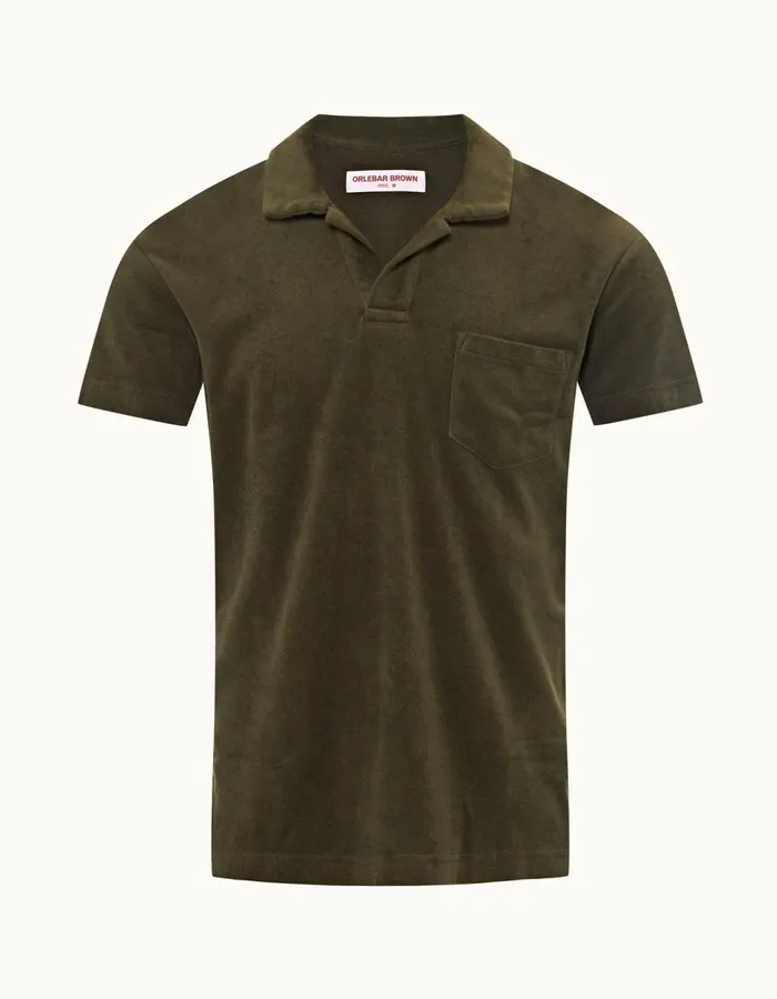Men Orlebar Brown Polo Shirts Terry Towelling Palm