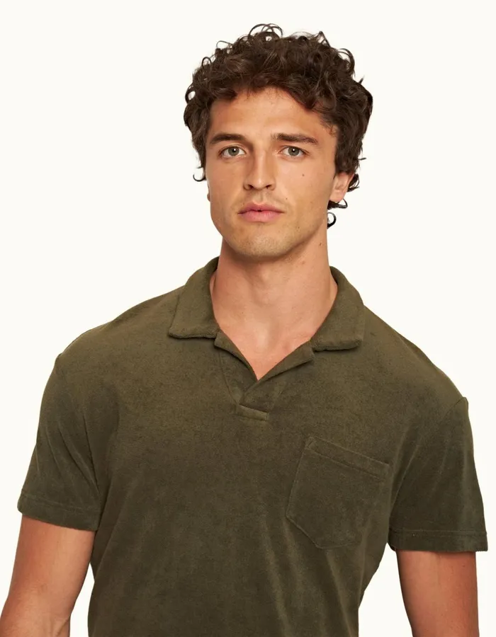 Men Orlebar Brown Polo Shirts Terry Towelling Palm