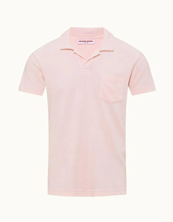 Men Orlebar Brown Polo Shirts Terry Towelling Rose