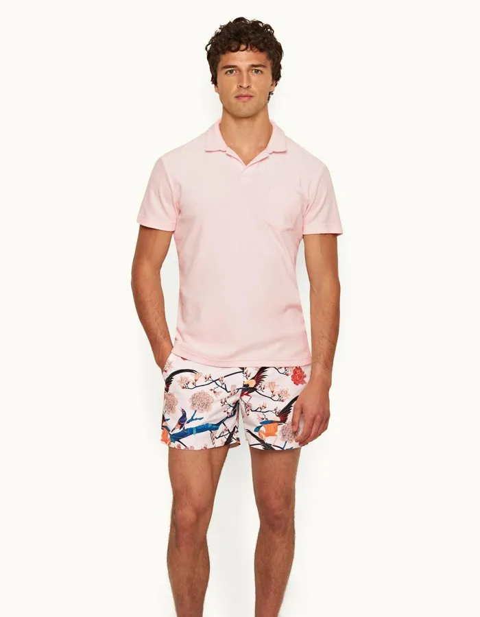Men Orlebar Brown Polo Shirts Terry Towelling Rose