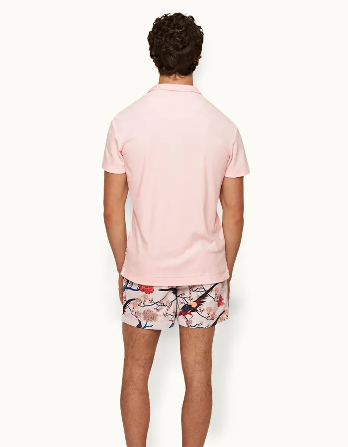 Men Orlebar Brown Polo Shirts Terry Towelling Rose