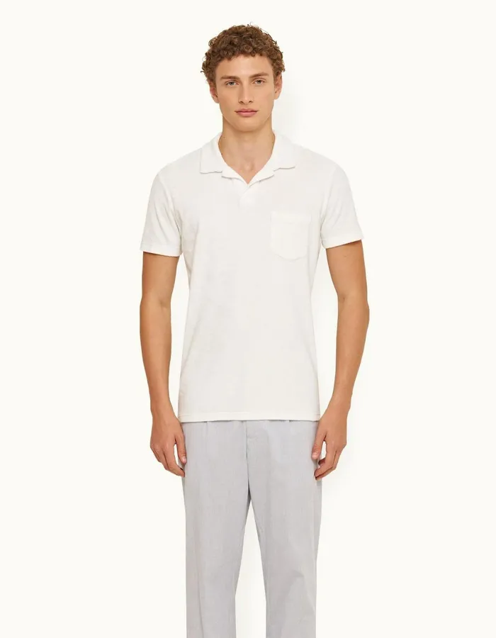 Men Orlebar Brown Polo Shirts Terry Towelling Sea Mist