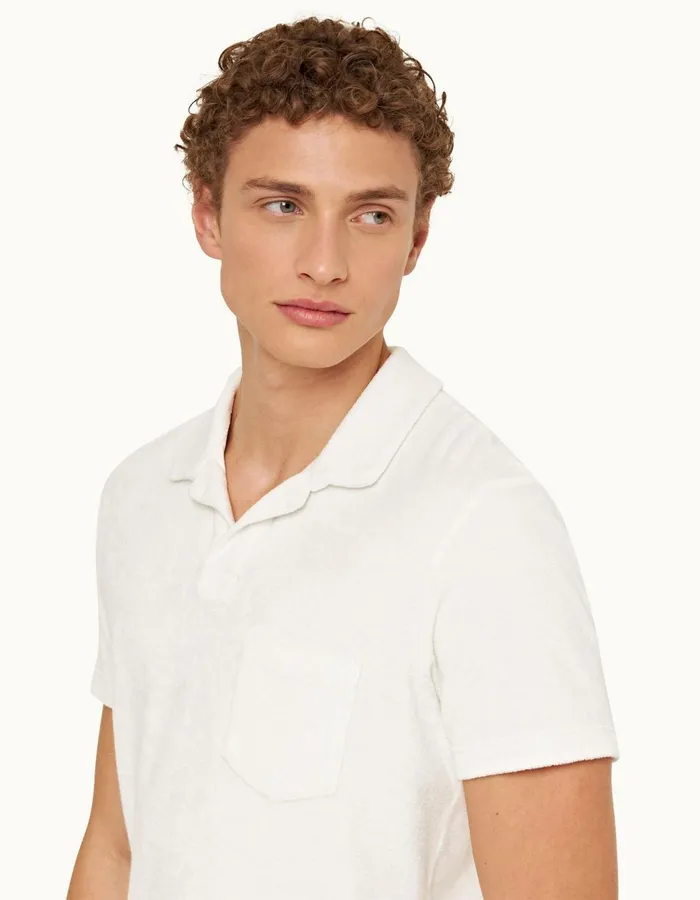 Men Orlebar Brown Polo Shirts Terry Towelling Sea Mist