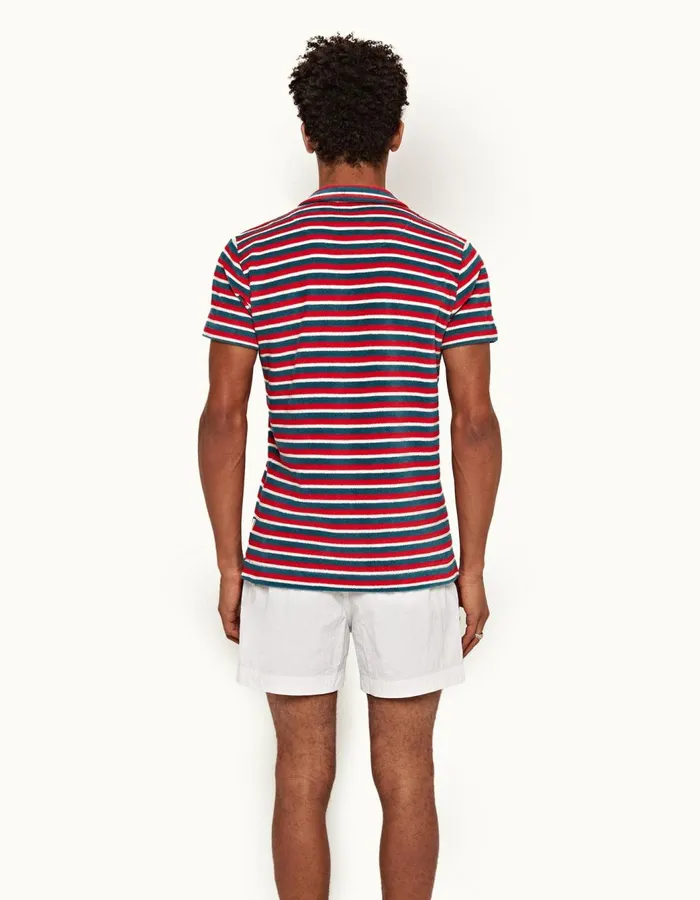 Men Orlebar Brown Polo Shirts Terry Towelling Summer Redmarina Aqua