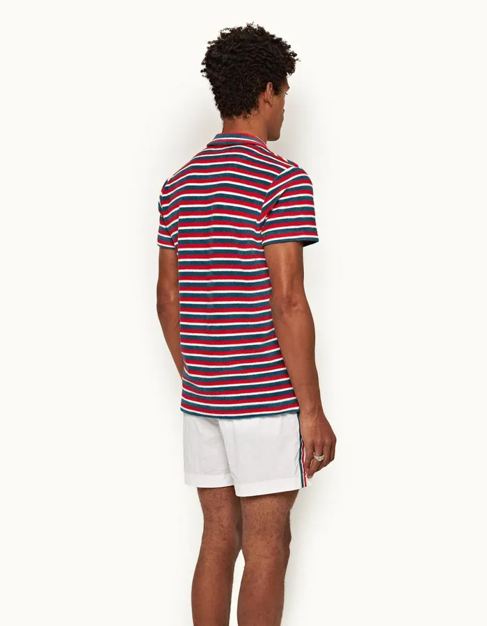 Men Orlebar Brown Polo Shirts Terry Towelling Summer Redmarina Aqua