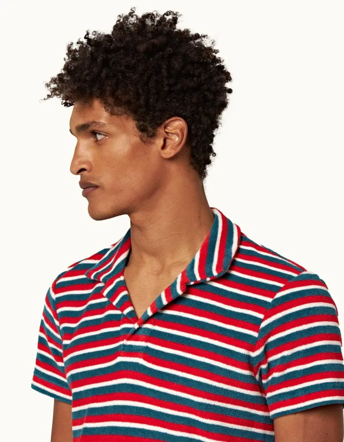 Men Orlebar Brown Polo Shirts Terry Towelling Summer Redmarina Aqua