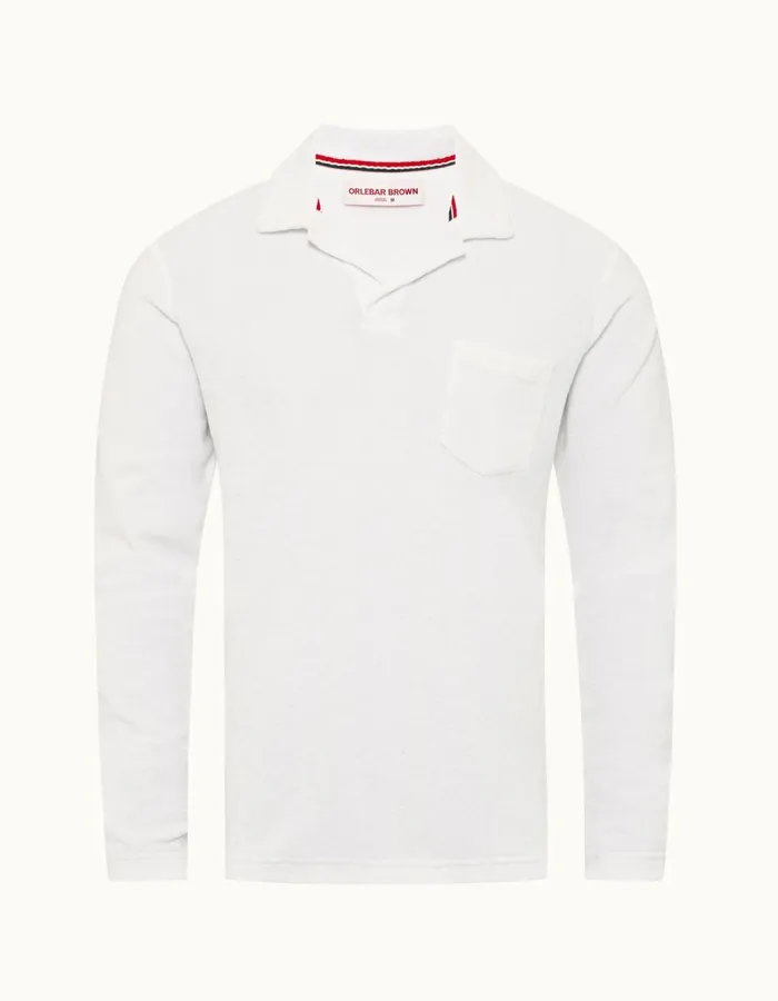 Men Orlebar Brown Polo Shirts Terry Towelling White