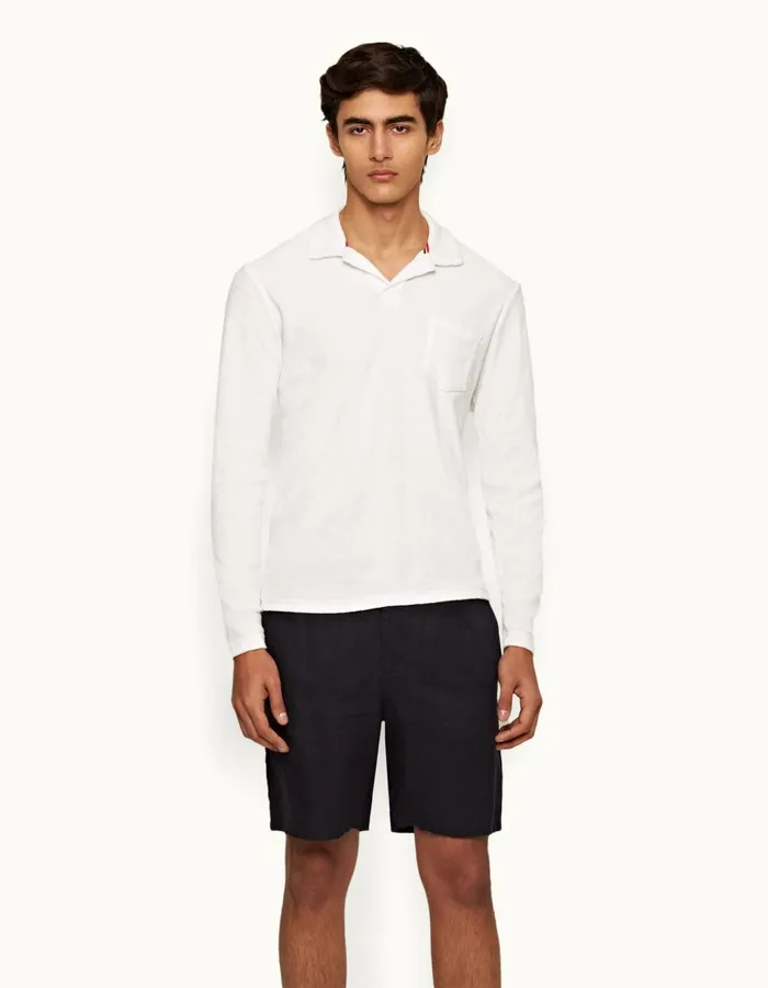 Men Orlebar Brown Polo Shirts Terry Towelling White