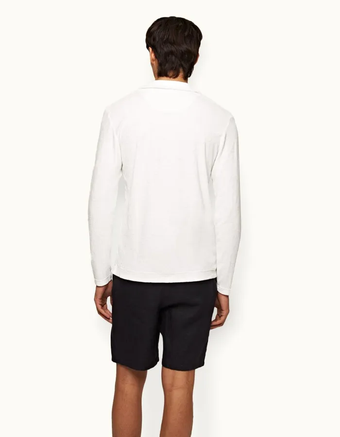 Men Orlebar Brown Polo Shirts Terry Towelling White