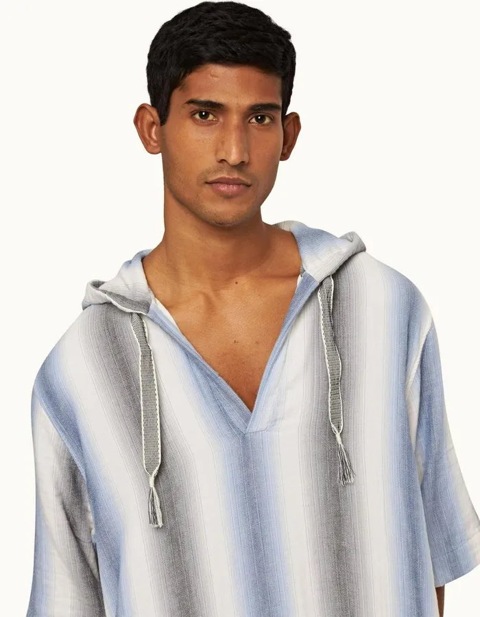 Men Orlebar Brown Shirts Arner Stripe Matchstickblue Depths