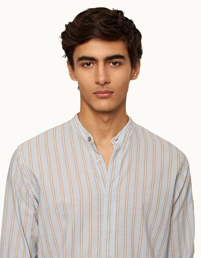 Men Orlebar Brown Shirts Dekker Stripe Island Skywhite