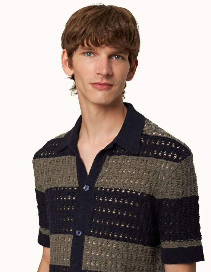 Men Orlebar Brown Shirts Fabien Midnight Navygrey