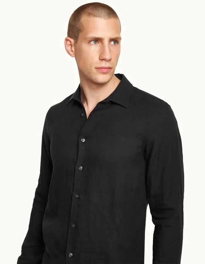 Men Orlebar Brown Shirts Giles Black