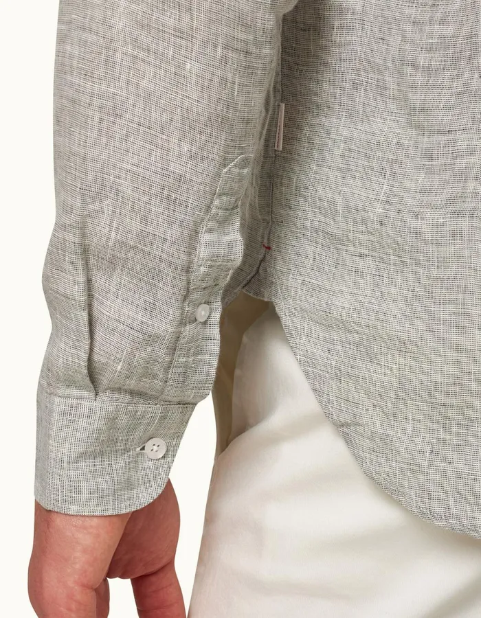 Men Orlebar Brown Shirts Giles Linen Graphitewhite