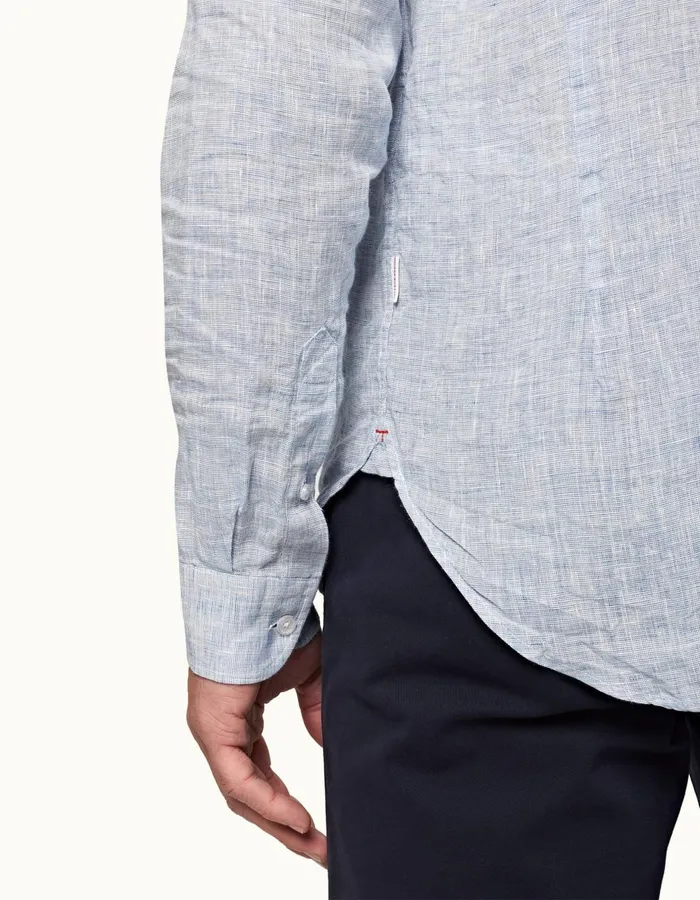 Men Orlebar Brown Shirts Giles Linen Navywhite Men Orlebar Brown Shirts Giles Linen Navywhite
