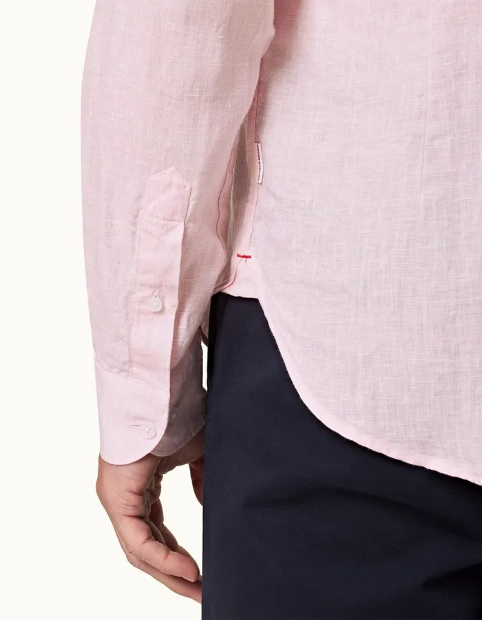 Men Orlebar Brown Shirts Giles Linen Pale Pinkwhite