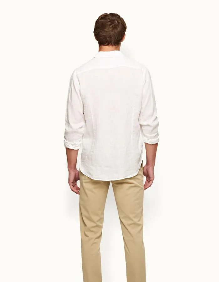 Men Orlebar Brown Shirts Giles Linen White