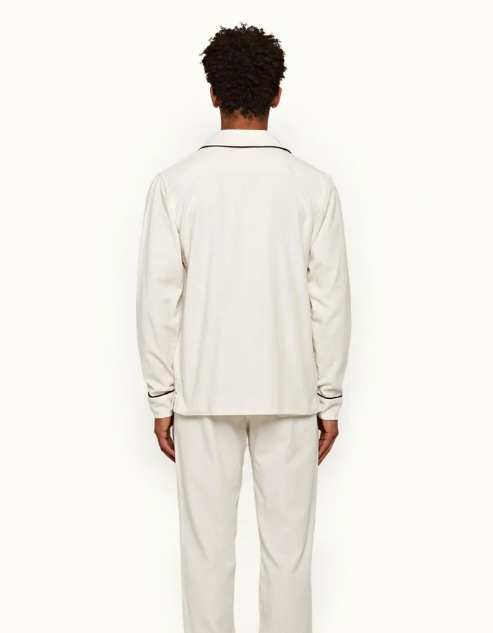 Men Orlebar Brown Shirts Gowder Piping White Sand